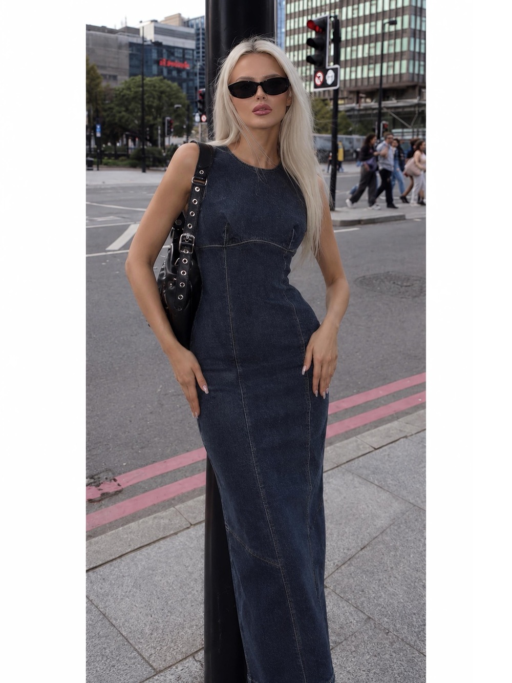 ZARA TRF DENIM MIDI DRESS